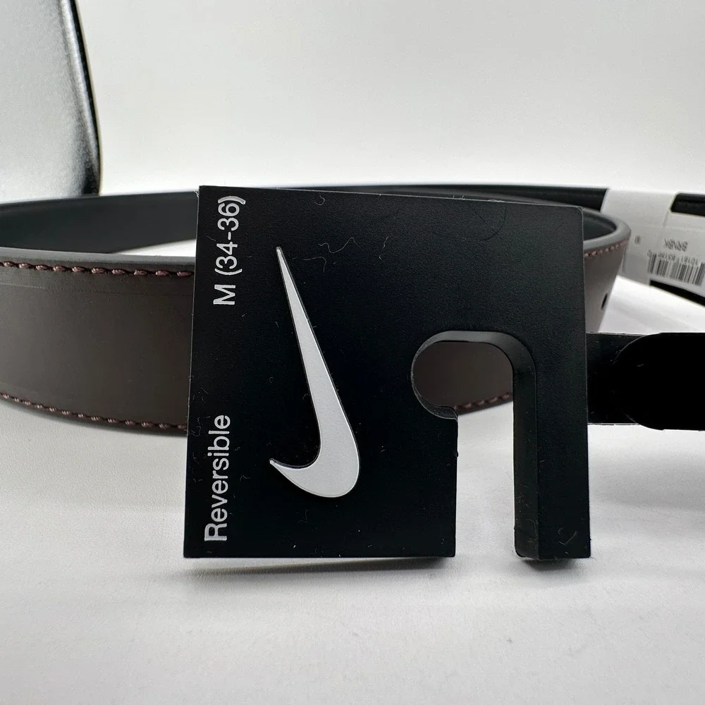 Nike Reversible Belt Black Brown Men Size Medium (34-36) Classic Logo Buckle NEW
